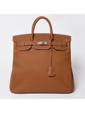 Hermes Haut Courroies 40 Hac 40 Handbag Gold Togo Silver Retourne